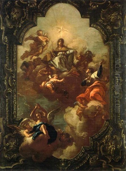 Saints Glorifiant L'eglise Romaine Oil Painting by Nicola Maria Rossi