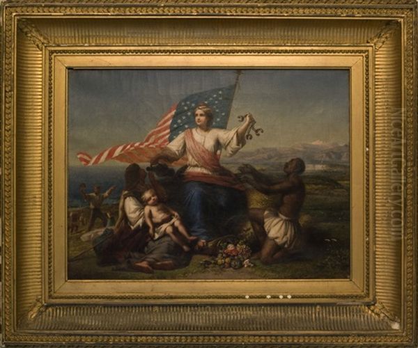 Liberty Freeing The Shackles Of Slavery Oil Painting by Thomas Prichard Rossiter