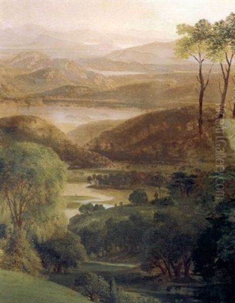 Sunrise On The Hudson Oil Painting by Thomas Prichard Rossiter