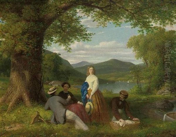 Picnic Above The Hudson (picnic By The Lake) Oil Painting by Thomas Prichard Rossiter