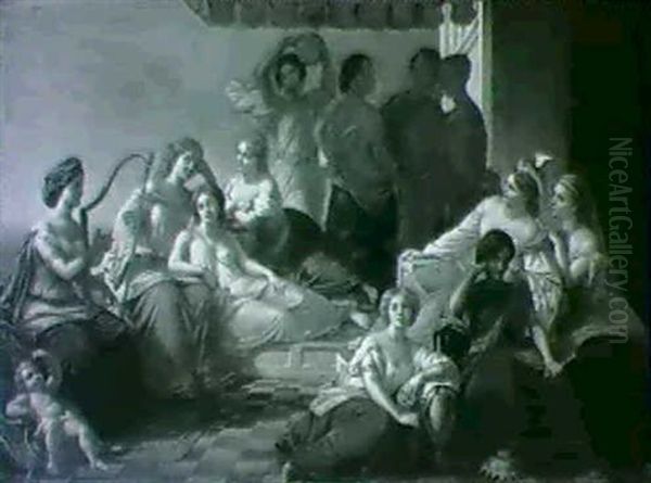 Muses And Graces Oil Painting by Thomas Prichard Rossiter