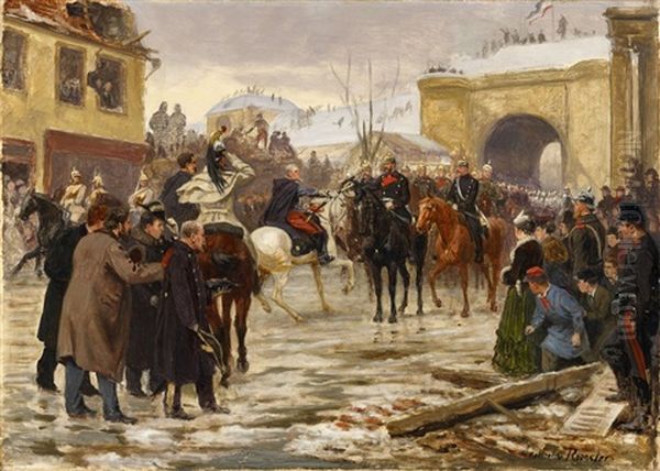 Einzug Des Sachsischen Kronprinzen In St. Denis Oil Painting by Adalbert von Roessler