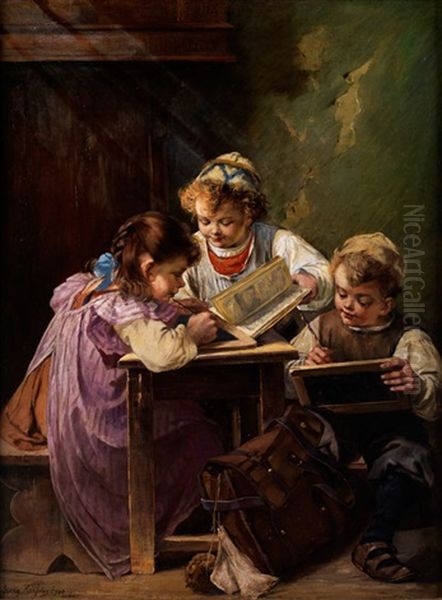 Unterricht Der Kinder Oil Painting by Georg Roessler