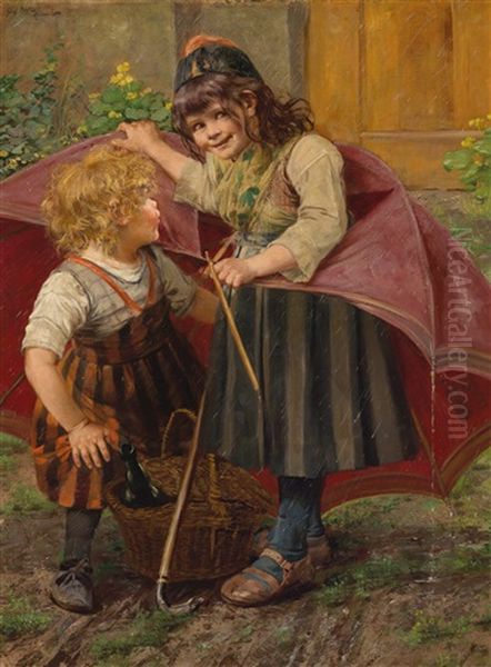 The Umbrella Oil Painting by Georg Roessler