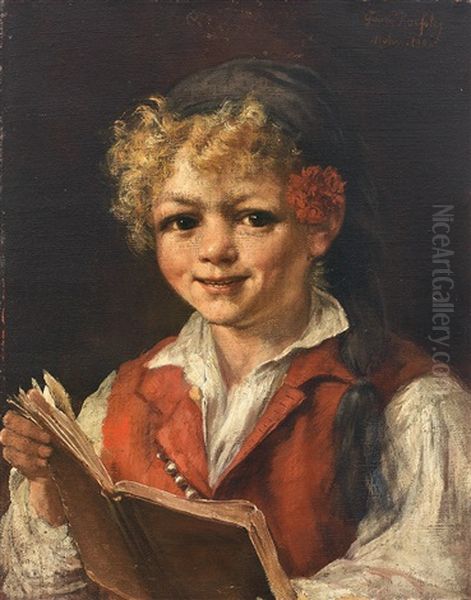 Portrait Eines Blonden Knaben Beim Lesen Oil Painting by Georg Roessler