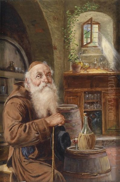 Im Weinkeller Oil Painting by Georg Roessler