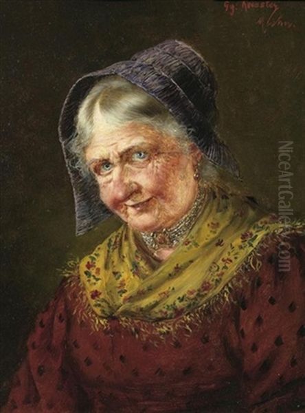 Portrait Einer Alteren Dame Mit Haube Oil Painting by Georg Roessler