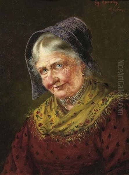 Portrait Einer Alteren Dame Mit Haube by Georg Roessler