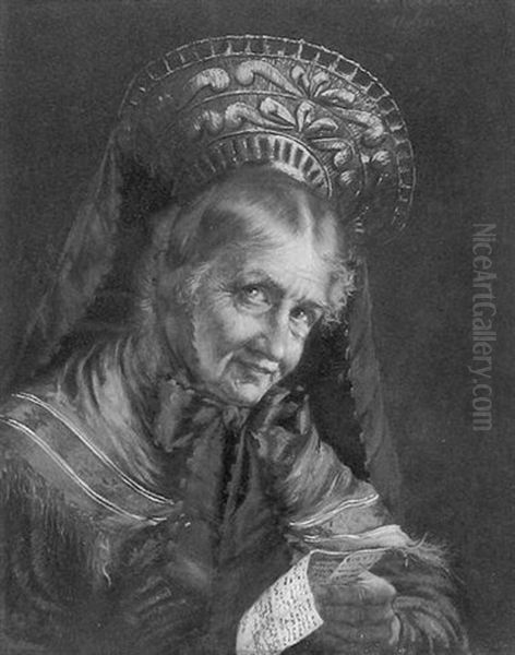 Frau Mit Radhaube Oil Painting by Georg Roessler