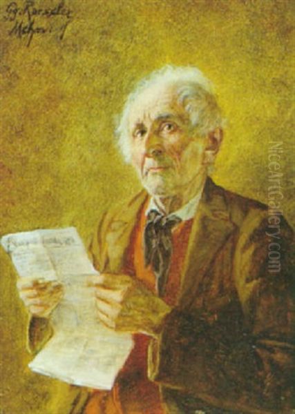 Zeitungslesender Mann Oil Painting by Georg Roessler