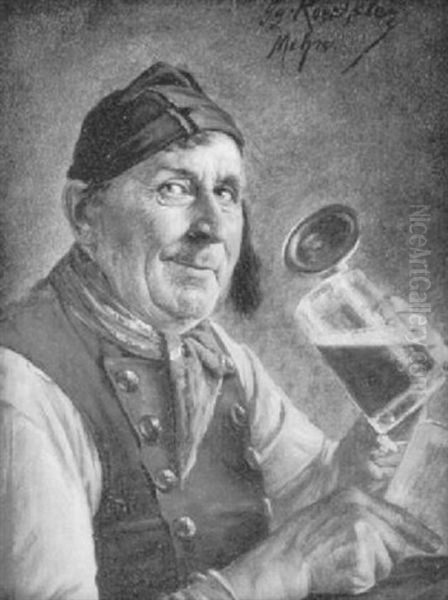 Biertrinker Oil Painting by Georg Roessler