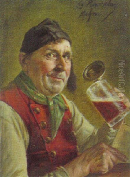 Bauer In Tracht Und Bierhumpen Oil Painting by Georg Roessler