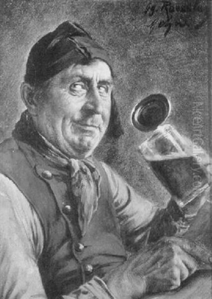 Brustportrait Eines Bauern Mit Masskrug Oil Painting by Georg Roessler