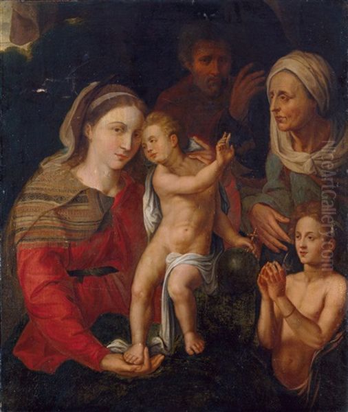 Die Heilige Familie Mit Der Heiligen Elisabeth Und Dem Johannesknaben Oil Painting by  Rosso Fiorentino (Giovanni Battista di Jacopo)