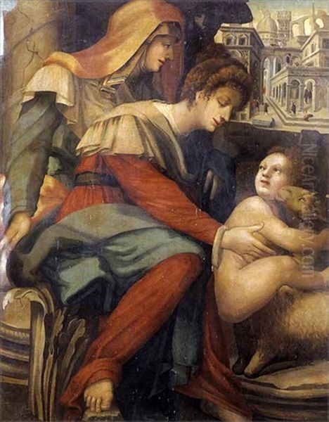 Saint Anne Et La Vierge Avec L'enfant Jesus Oil Painting by  Rosso Fiorentino (Giovanni Battista di Jacopo)