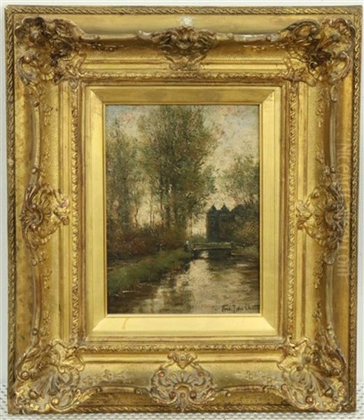 Een Buitenhuis Aan De Rivier De Vecht Oil Painting by Fredericus Jacobus Van Rossum Du Chattel