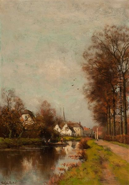 On The River Vecht Oil Painting by Fredericus Jacobus Van Rossum Du Chattel