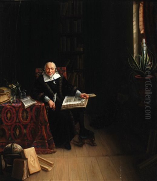 Scholar Oil Painting by Jan Hendrik Van Rossum Du Chattel