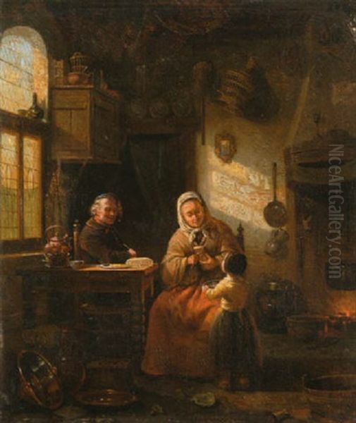 Hollandisches Kucheninterieur Oil Painting by Jan Hendrik Van Rossum Du Chattel