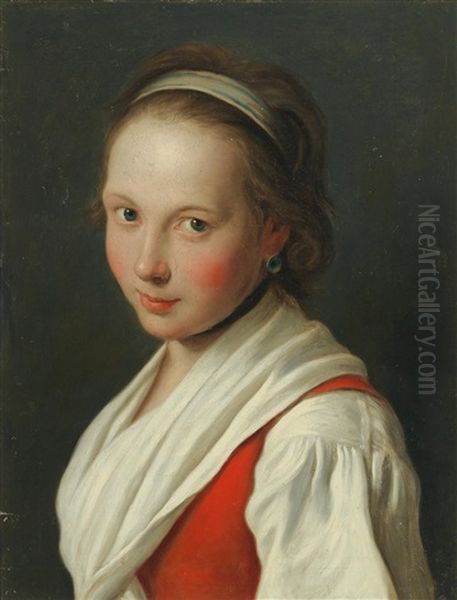 Portrait Of A Young Woman With A Hair Band Oil Painting by Pietro Antonio Rotari