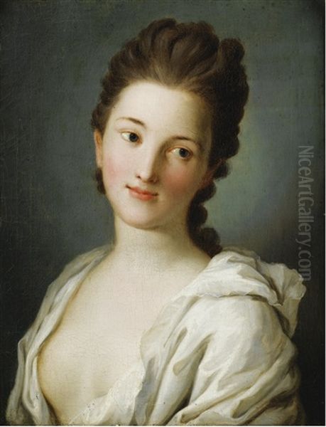 Portrait De Femme Au Vetement Blanc Oil Painting by Pietro Antonio Rotari