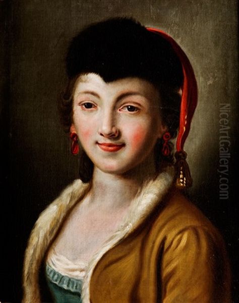 Portrait Einer Jungen Frau Mit Fellkappe Oil Painting by Pietro Antonio Rotari