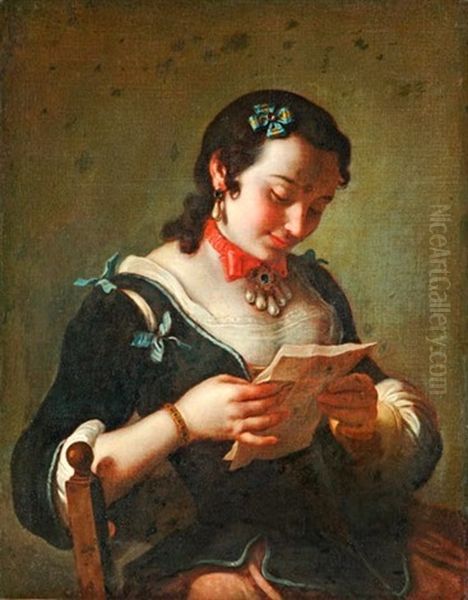 Levelet Olvaso No Oil Painting by Pietro Antonio Rotari