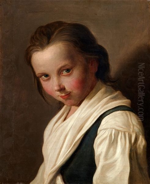 Portratt Av En Flicka (collab. W/studio) Oil Painting by Pietro Antonio Rotari