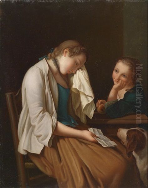 Die Briefleserin Oil Painting by Pietro Antonio Rotari