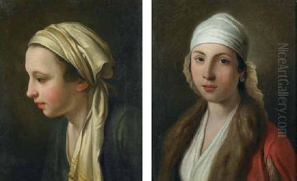 Figura Di Popolana (2 Works) Oil Painting by Pietro Antonio Rotari