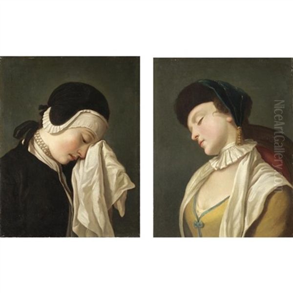 Ritratti Di Fanciulle (pair) Oil Painting by Pietro Antonio Rotari