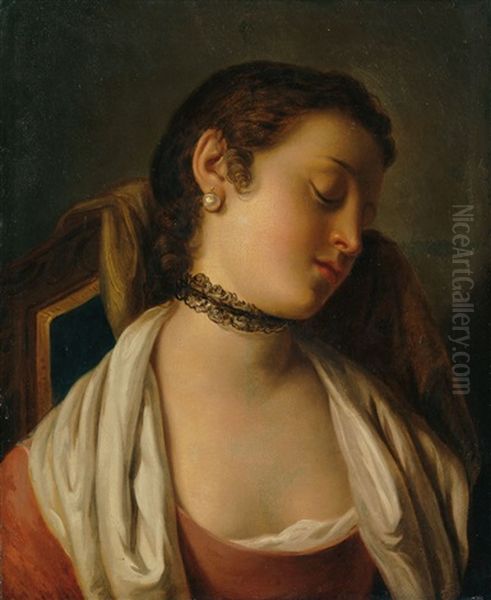 Idealbildnis Einer Junger Frau (+ Another, Similar; 2 Works) Oil Painting by Pietro Antonio Rotari