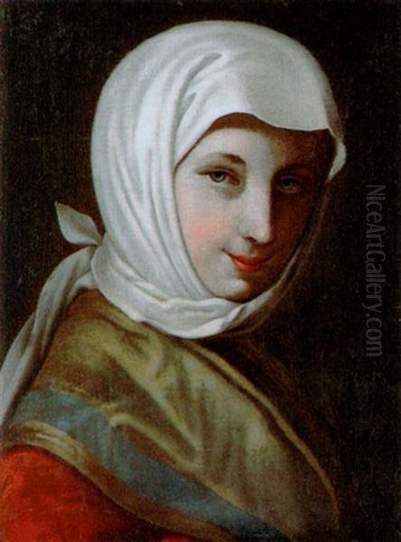 Bildnis Einer Jungen Frau Mit Kopftuch Oil Painting by Pietro Antonio Rotari