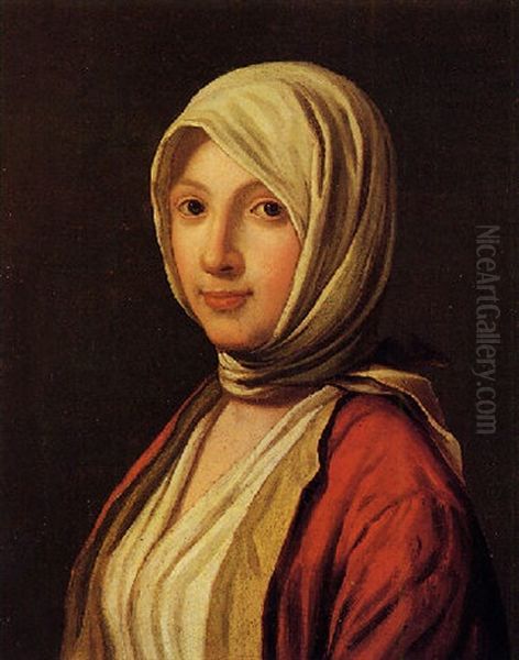 Fanciulla Con Fazzoletto Bianco Oil Painting by Pietro Antonio Rotari