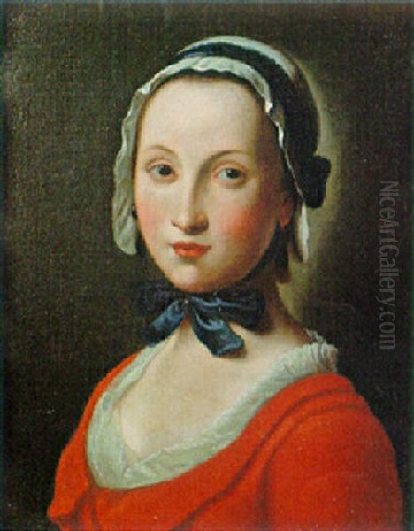 Fanciulla A Mezzo Busto, In Abito Rosso Oil Painting by Pietro Antonio Rotari