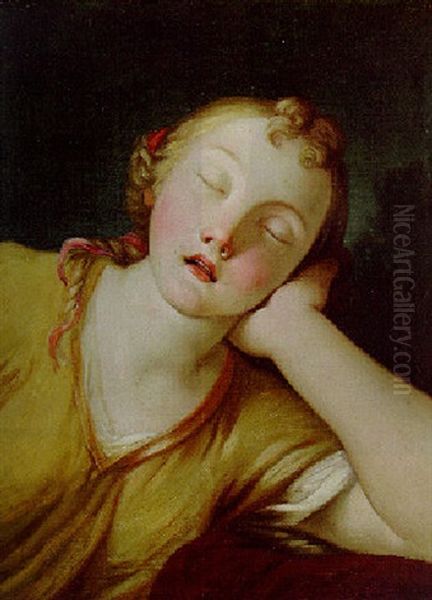 A Young Woman Asleep Oil Painting by Pietro Antonio Rotari