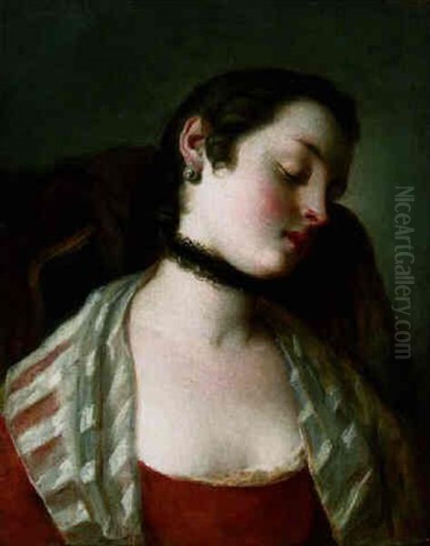 A Sleeping Woman Oil Painting by Pietro Antonio Rotari