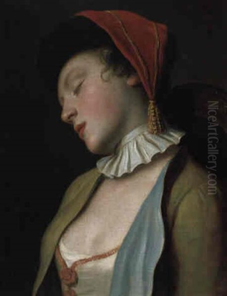 Bildnis Einer Schlafenden Jungen Dame Oil Painting by Pietro Antonio Rotari