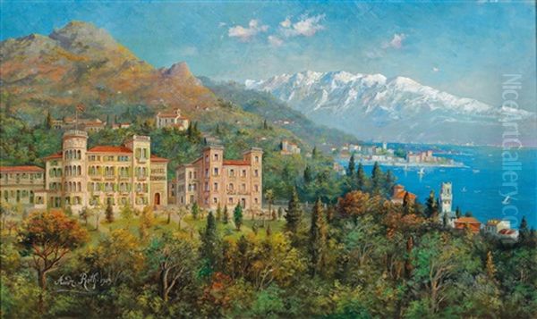 View Of Gargnano On Lake Garda Oil Painting by Andreas Roth