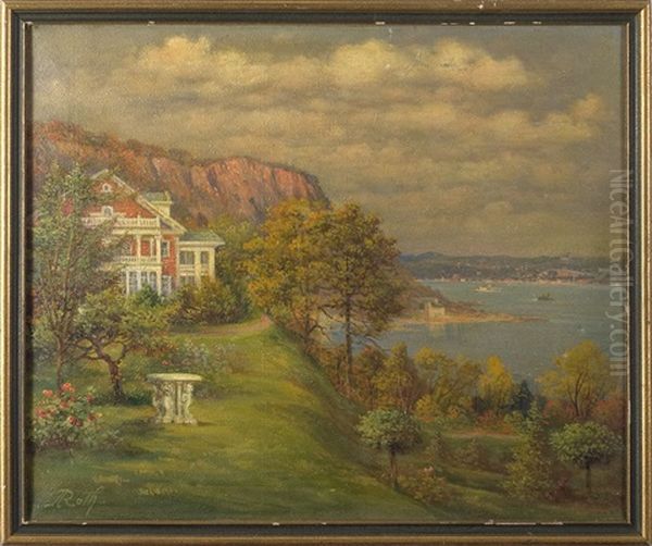 Georgian Style House Along The Hudson River, New York (2 Works) Oil Painting by Andreas Roth