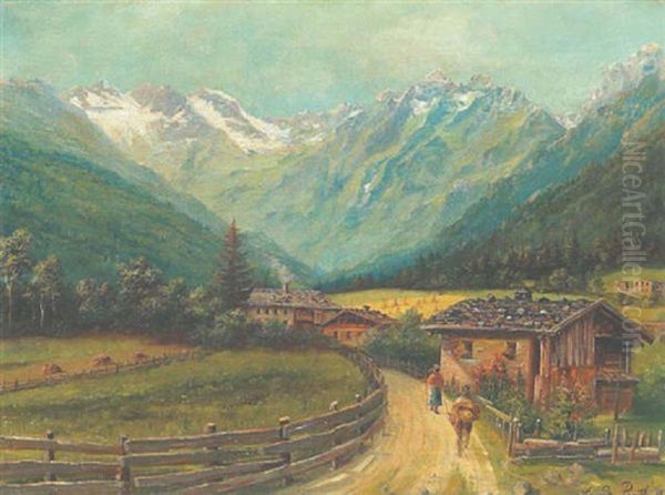 Im Gosautal (?) Oil Painting by Andreas Roth