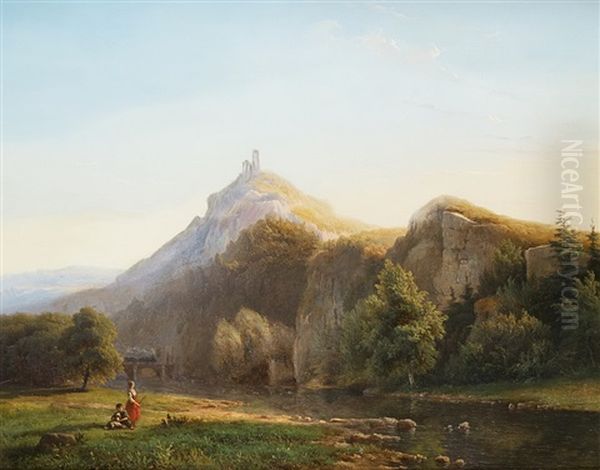 Romantic Valley Oil Painting by Georg Andries Roth