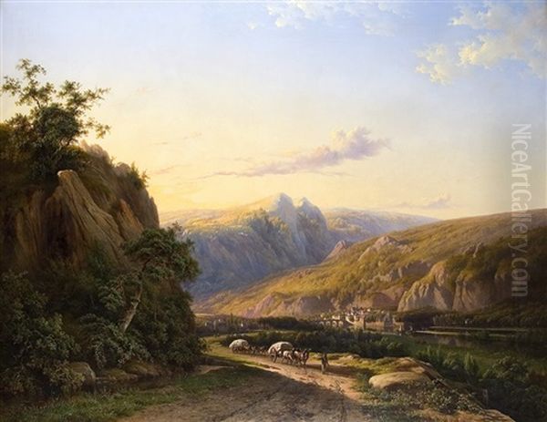 Danube Landscape Oil Painting by Georg Andries Roth