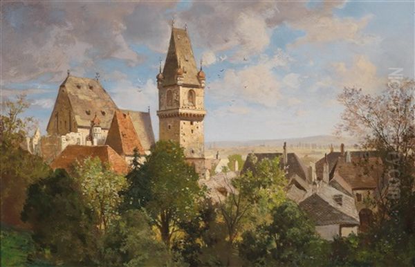 Blick Auf Die Kirche Von Perchtoldsdorf Oil Painting by Maximilian Eugen Roth