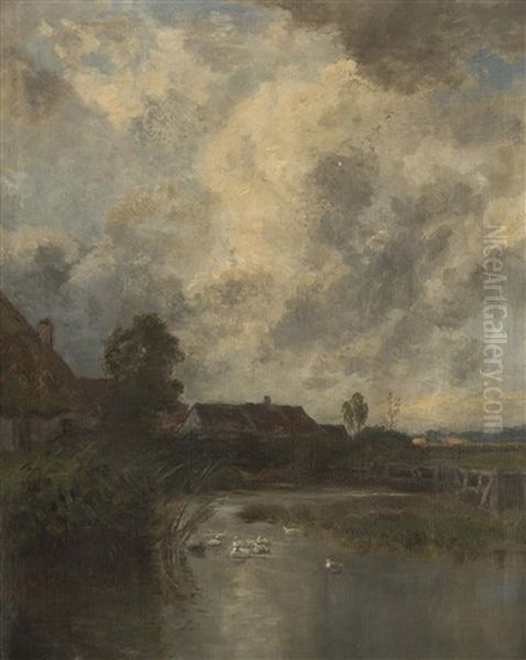 A House By A Pond Oil Painting by Philipp Roeth