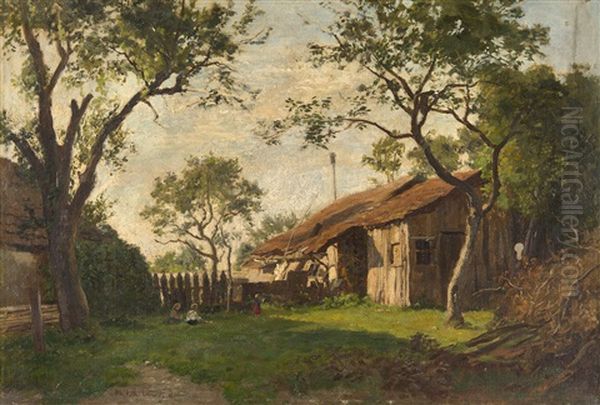 Bauernhof In Gern Bei Munchen Oil Painting by Philipp Roeth