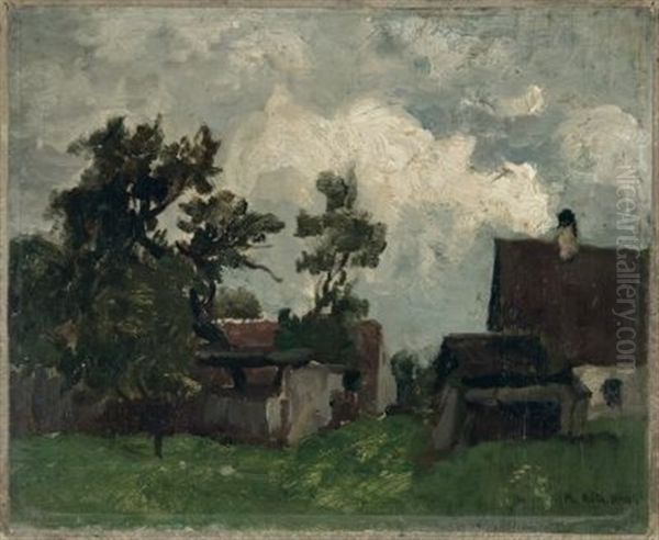 Ein Gehoft In Bruck (sketch) Oil Painting by Philipp Roeth