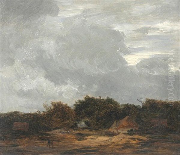 Gewitterstimmung Uber Hollandischer Landschaft Mit Bauerkaten (after J. Ruysdael) Oil Painting by Philipp Roeth