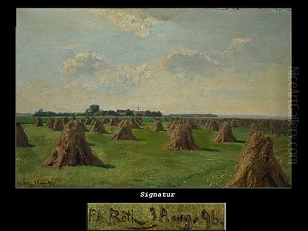 Landschaft Mit Getreidegarben Oil Painting by Philipp Roeth