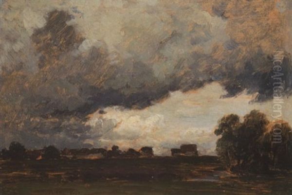 Wolkenverhangene Bachlandschaft Oil Painting by Philipp Roeth